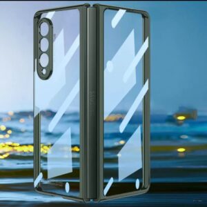 GKK Electroplating PC Camera Protection Case With Front Tempered Glass Film For Samsung Galaxy Z Fold 3