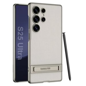 GKK Matte Leather Coated PC Slim Phone Cover with Kickstand For Samsung Galaxy S25 Ultra