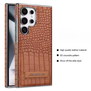 Jinduka High Quality Leather Stand Electroplated Phone Case For Samsung Galaxy S25 Ultra ,S24 Ultra ,S23 Ultra