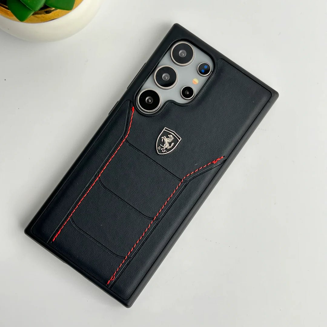 Ferrari Logo Leather Case For Samsung Galaxy S22 Ultra,S23 Ultra,S24 Ultra,S25 Ultra