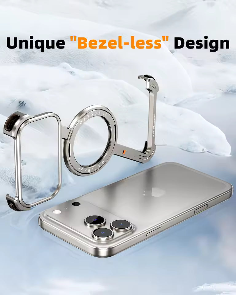Z Shape Frameless Metal Bumper Case with 360° Rotatable Stand & Magsafe For iPhone 17Pro 17Pro Max - Image 4