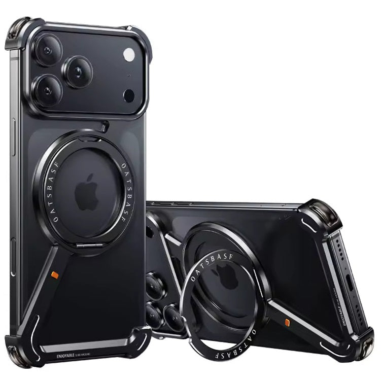 Z Shape Frameless Metal Bumper Case with 360° Rotatable Stand & Magsafe For iPhone 17Pro 17Pro Max - Image 5