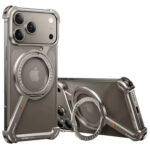Z Shape Frameless Metal Bumper Case with 360° Rotatable Stand & Magsafe For iPhone 17Pro 17Pro Max