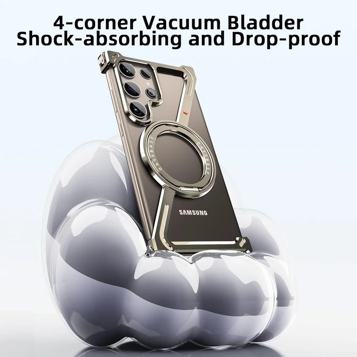 Metal Case, Z Shape 360° Rotation Kickstand Metal Frameless Bumper Cover for Samsung Galaxy S24 Ultra /S25 Ultra/S26 Ultra - Image 4
