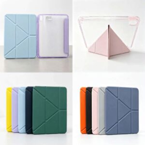 Clear crystal tablet cover with Y-shaped stand and pen holder For IPad