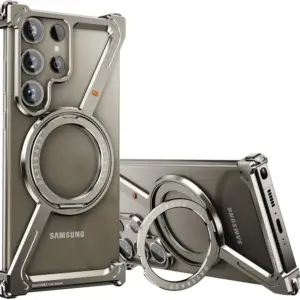 Metal Case, Z Shape 360° Rotation Kickstand Metal Frameless Bumper Cover  for Samsung Galaxy S24 Ultra /S25 Ultra/S26 Ultra